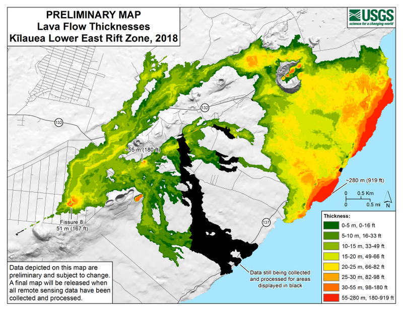 Illustration for article titled New Map of Hawaii Shows Where Kilauea's Lava Piled Up Over 900 Feet High